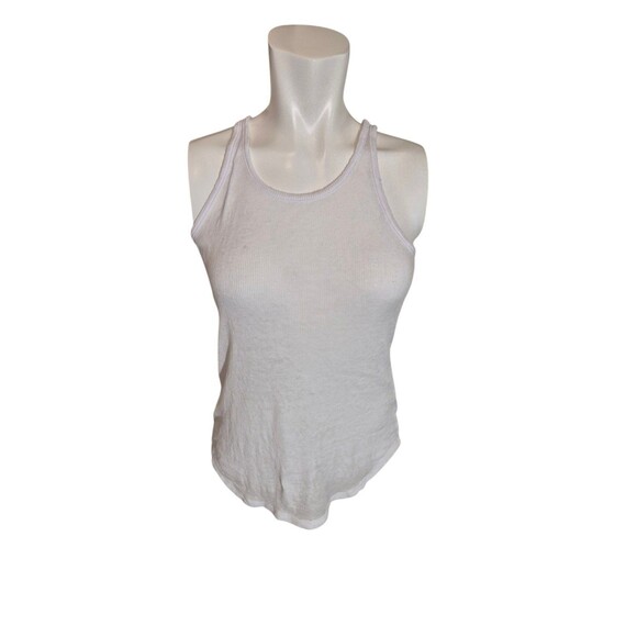 Chaser Sheer Cotton Rib Tank Top Racerback Scoop Neck Slub Tank White Sz XS - Picture 1 of 6